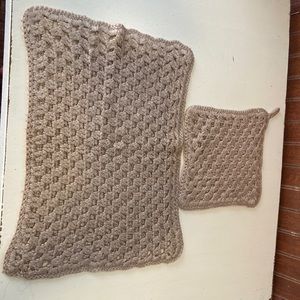 2 pc Handmade Crocheted Casserole trivet and pot holder
